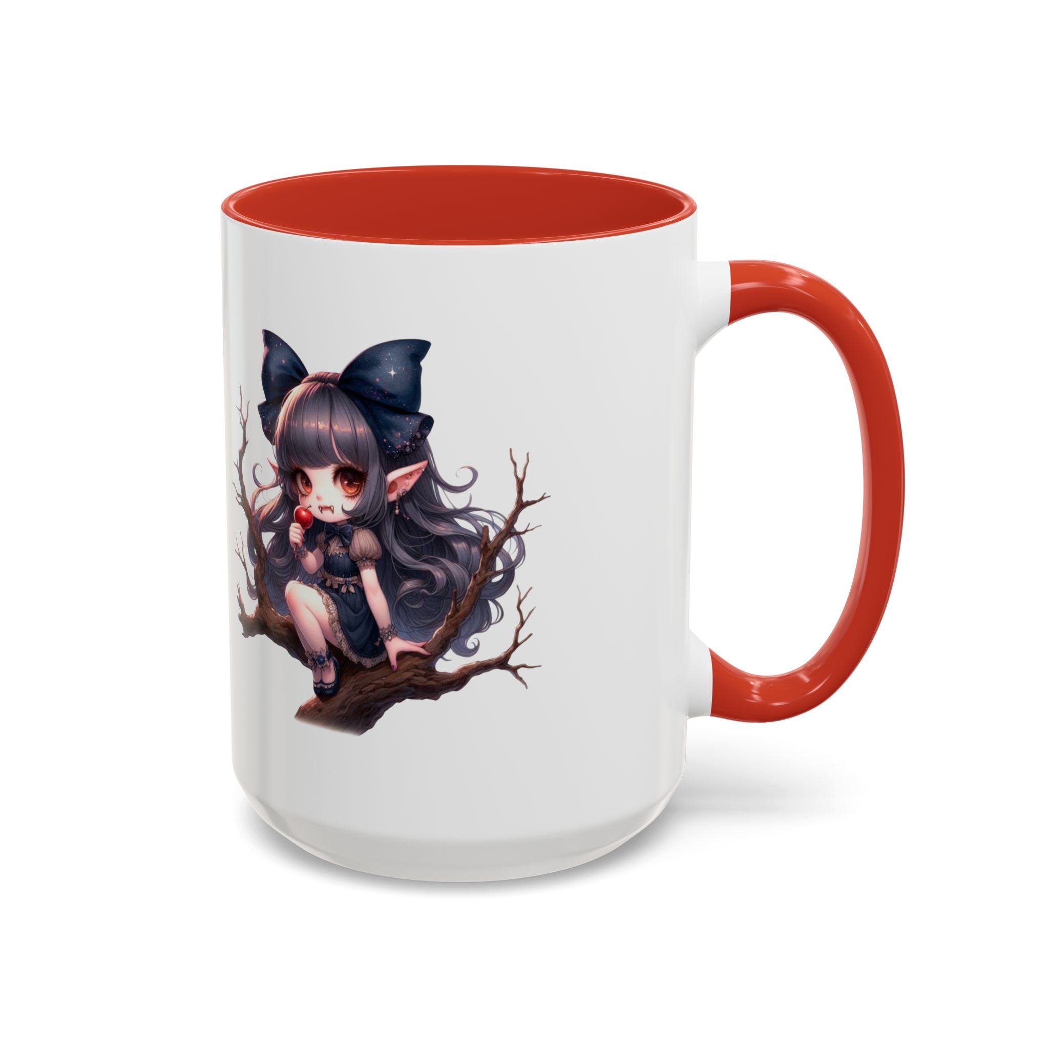 gothic vampire girl in tree horror art Accent Coffee Mug (11, 15oz) png16