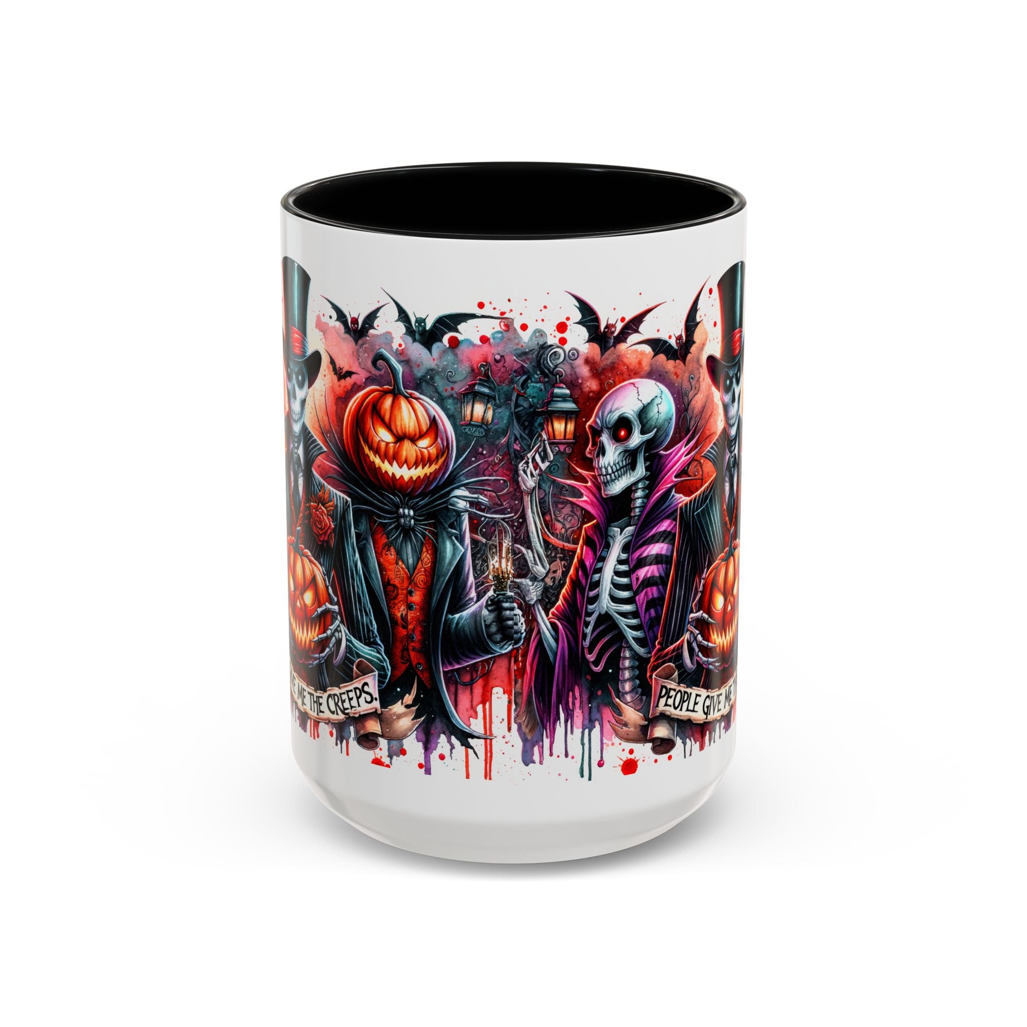 Halloween-themed Accent Coffee Mug, Spooky Skull Mug, Pumpkin Art Cup, Unique Gift for Halloween Lovers, October Decor