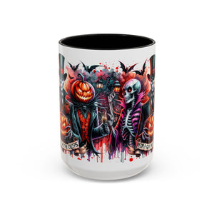 Halloween-themed Accent Coffee Mug, Spooky Skull Mug, Pumpkin Art Cup, Unique Gift for Halloween Lovers, October Decor