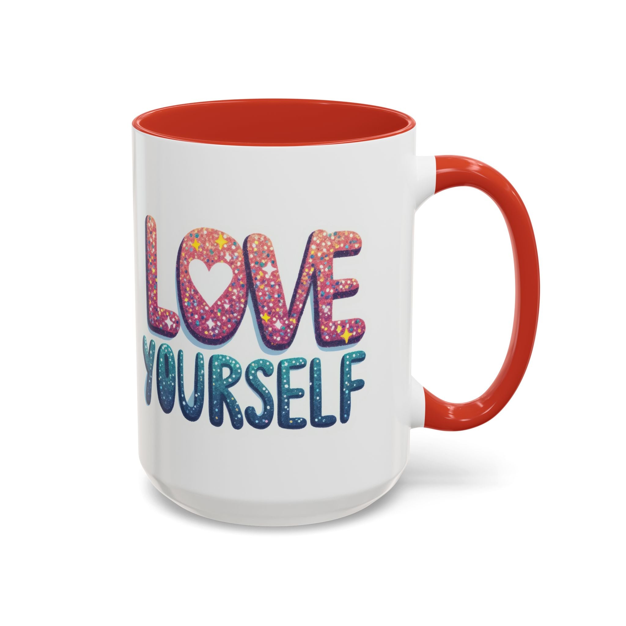 Love Yourself Accent Coffee Mug — Inspirational Self-Love Ceramic Mug (11/15oz)