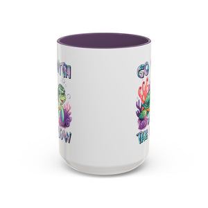 Ocean-Inspired Accent Coffee Mug - 'Go With The Flow' Design turtle