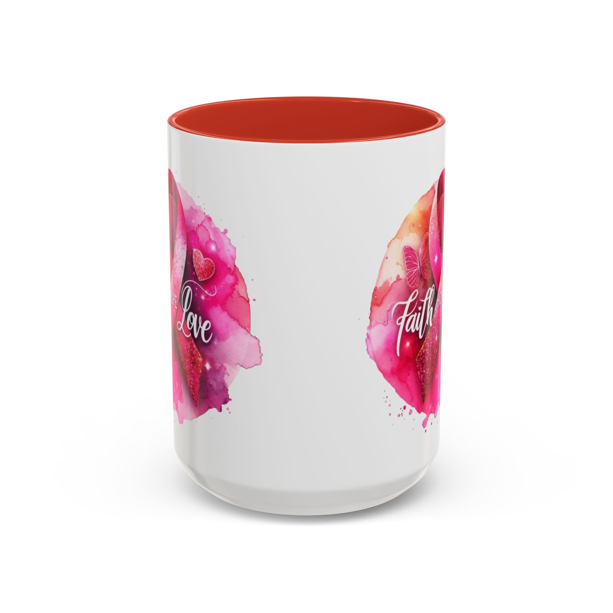 Inspirational Accent Coffee Mug with Pink Ribbon Design, Faith Hope Love Gift, Cancer Awareness Mug, Supportive Drinkware, Meaningful [...]