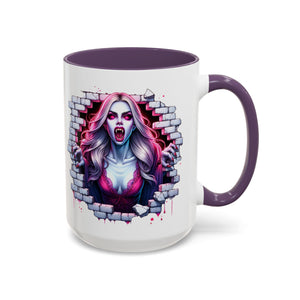 Vampire Wall Art Coffee Mug - Gothic,  Perfect Gift for Halloween, Unique Art Mug, Monster Mug, Fantasy Drinkware