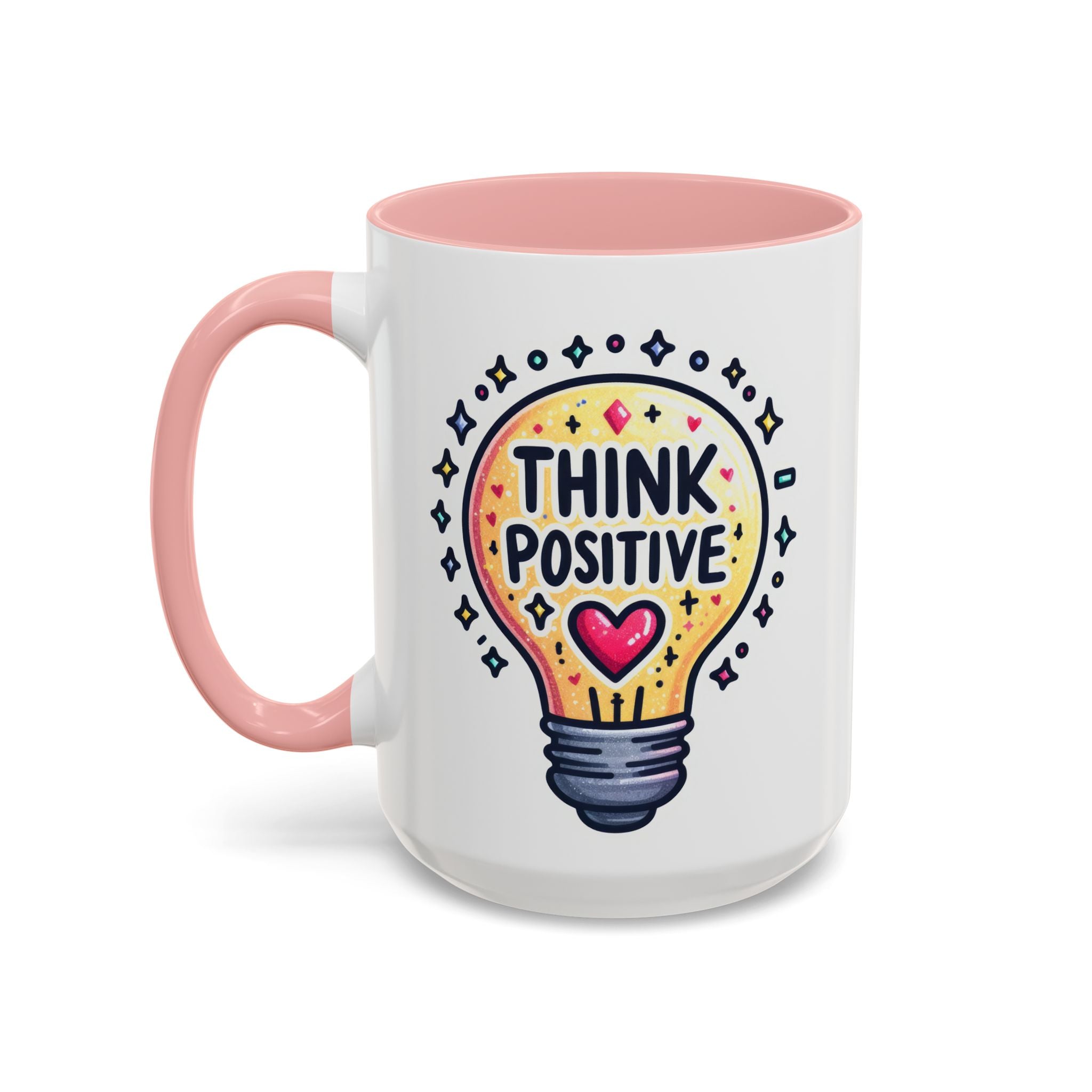 Think Positive Lightbulb Coffee Mug — Motivational Accent Mug (11/15 oz)