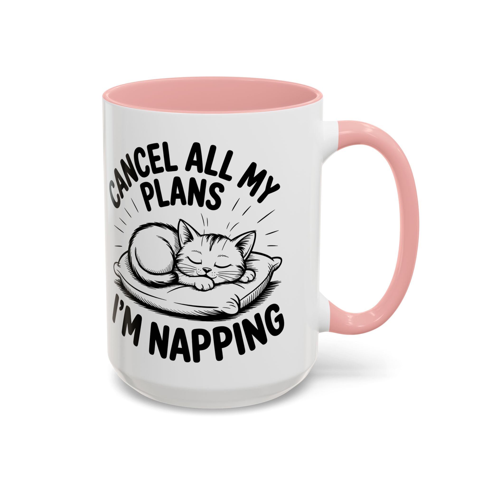 Accent Coffee Mug — "Cancel All My Plans I'm Napping" Cat Sleepy Coffee Mug