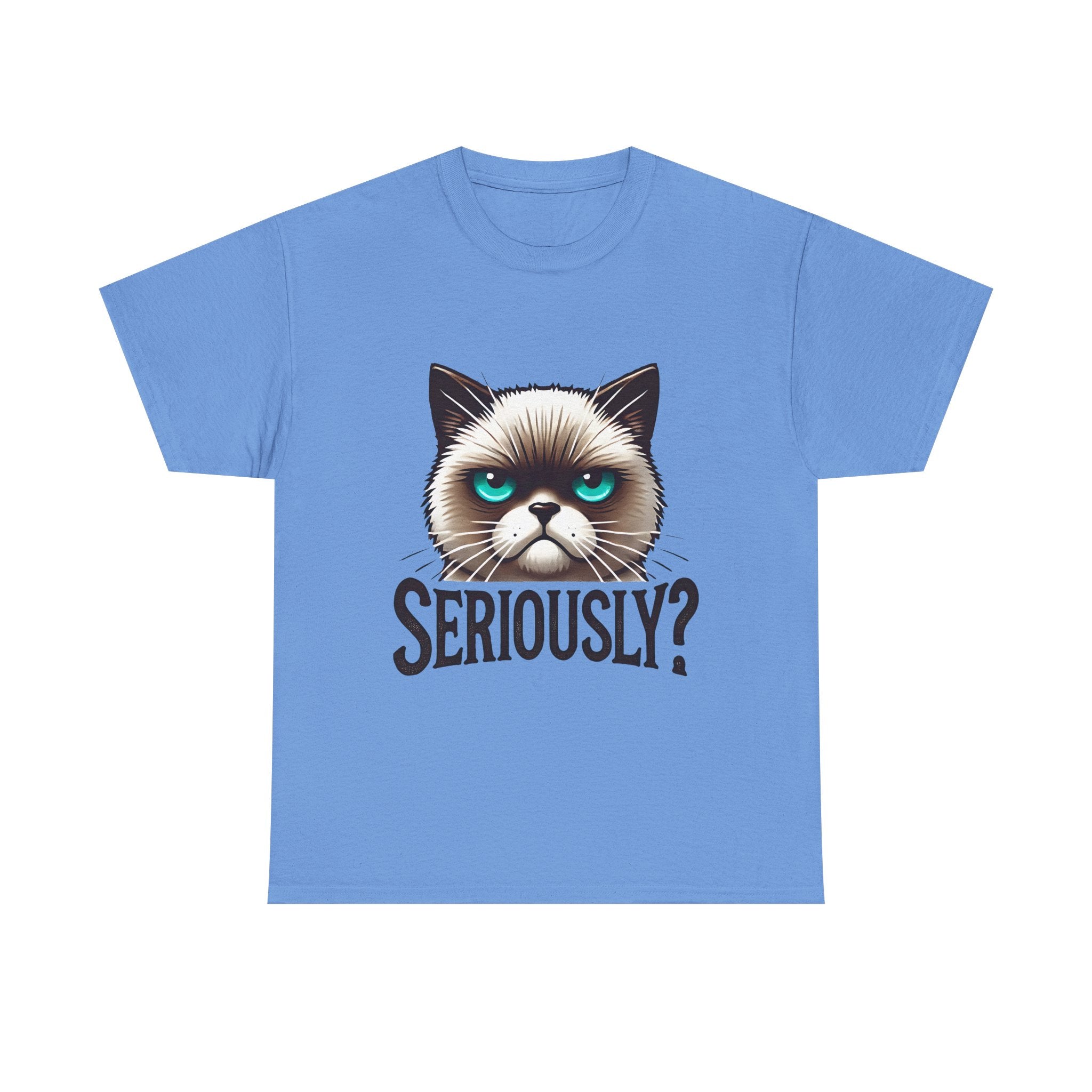 Funny Cat Graphic Tee - 'Seriously?' Unisex Heavy Cotton Shirt