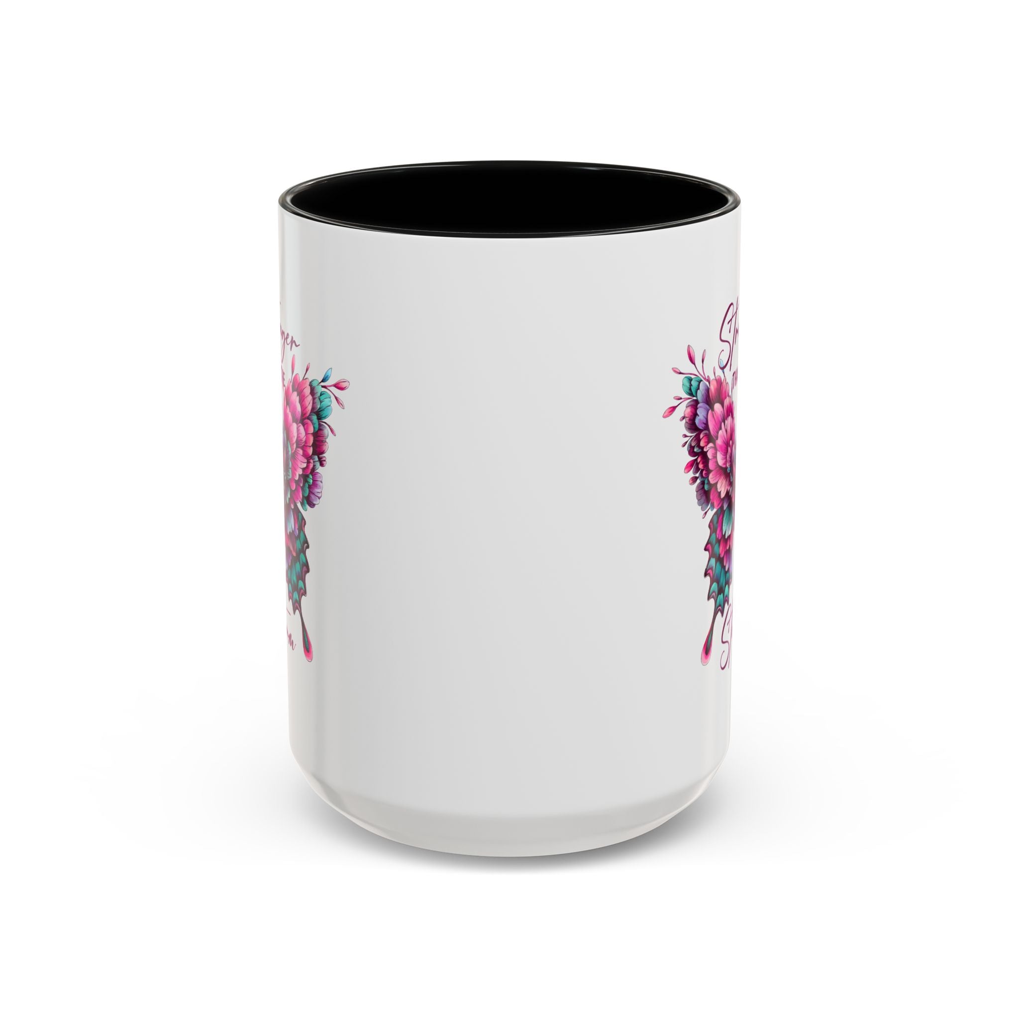 Stronger Than The Storm Accent Coffee Mug - Inspirational Butterfly Design
