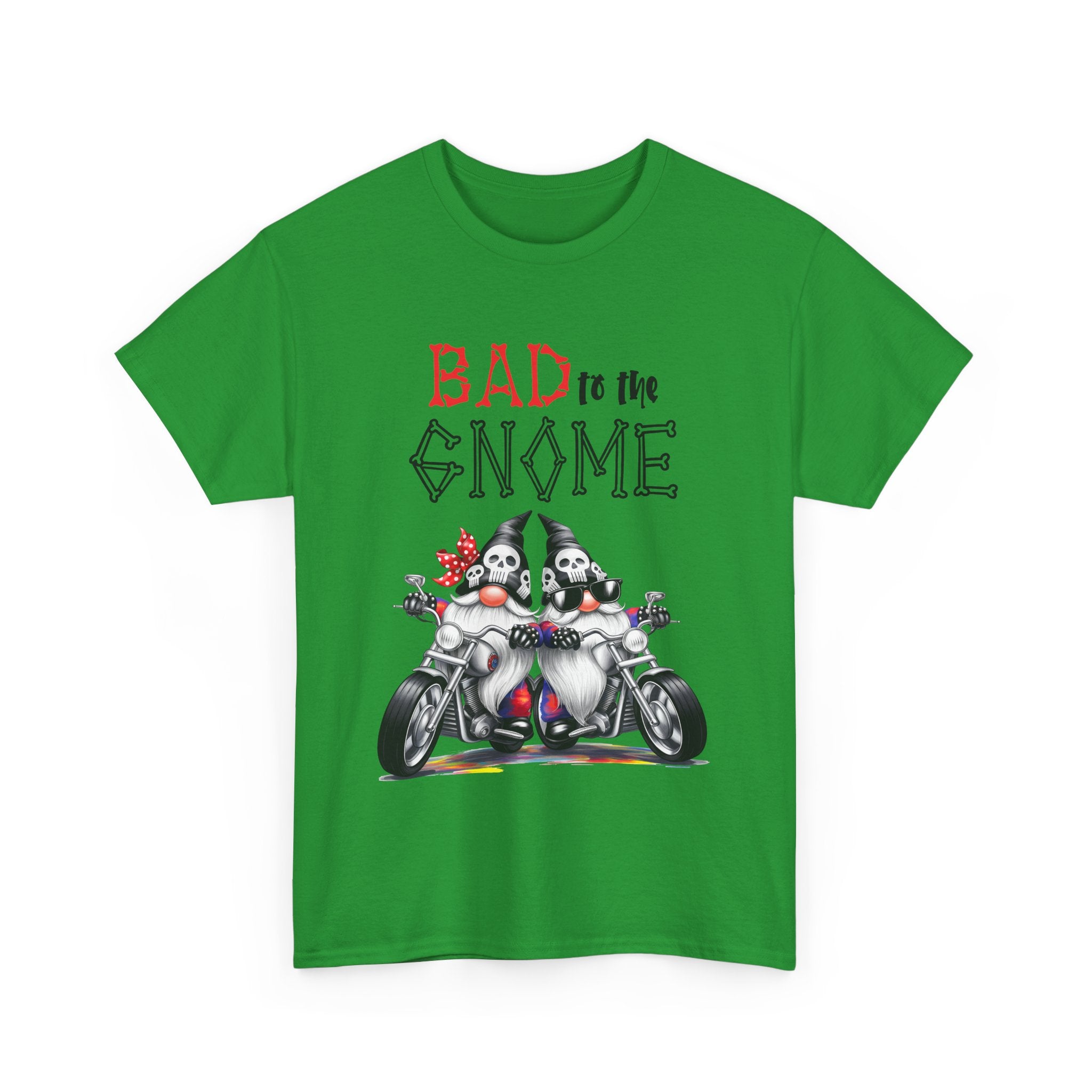 Bad to the Gnome Unisex Heavy Cotton Tee - Fun and Whimsical Biker Shirt