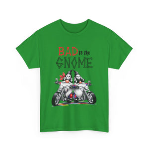Bad to the Gnome Unisex Heavy Cotton Tee - Fun and Whimsical Biker Shirt
