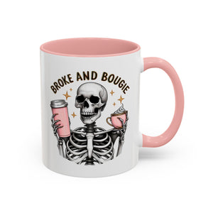Broke and Bougie Coffee Mug, Skeleton Mug, Halloween Mug, Unique Gift for Coffee Lovers, Spooky Decor