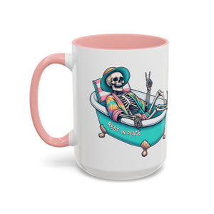 Rest in Peace Skeleton Coffee Mug - Fun Halloween Gift, Unique Home Decor, Hilarious Office Cup, Quirky Birthday Present, Spooky