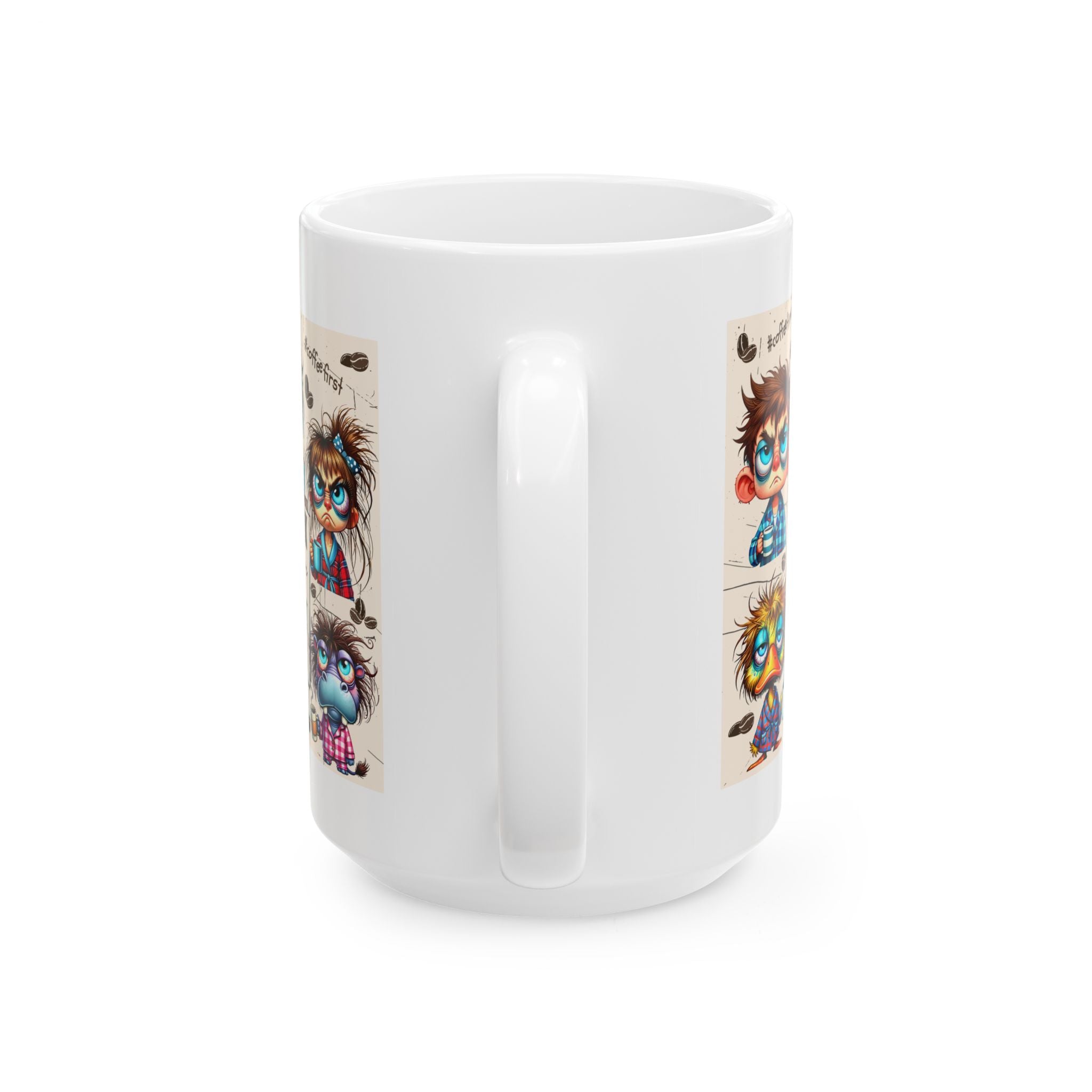 Coffee Lovers Ceramic Mug - Funny Cartoon Design | Perfect Gift for Coffee Enthusiasts, Home Office, Any Holiday