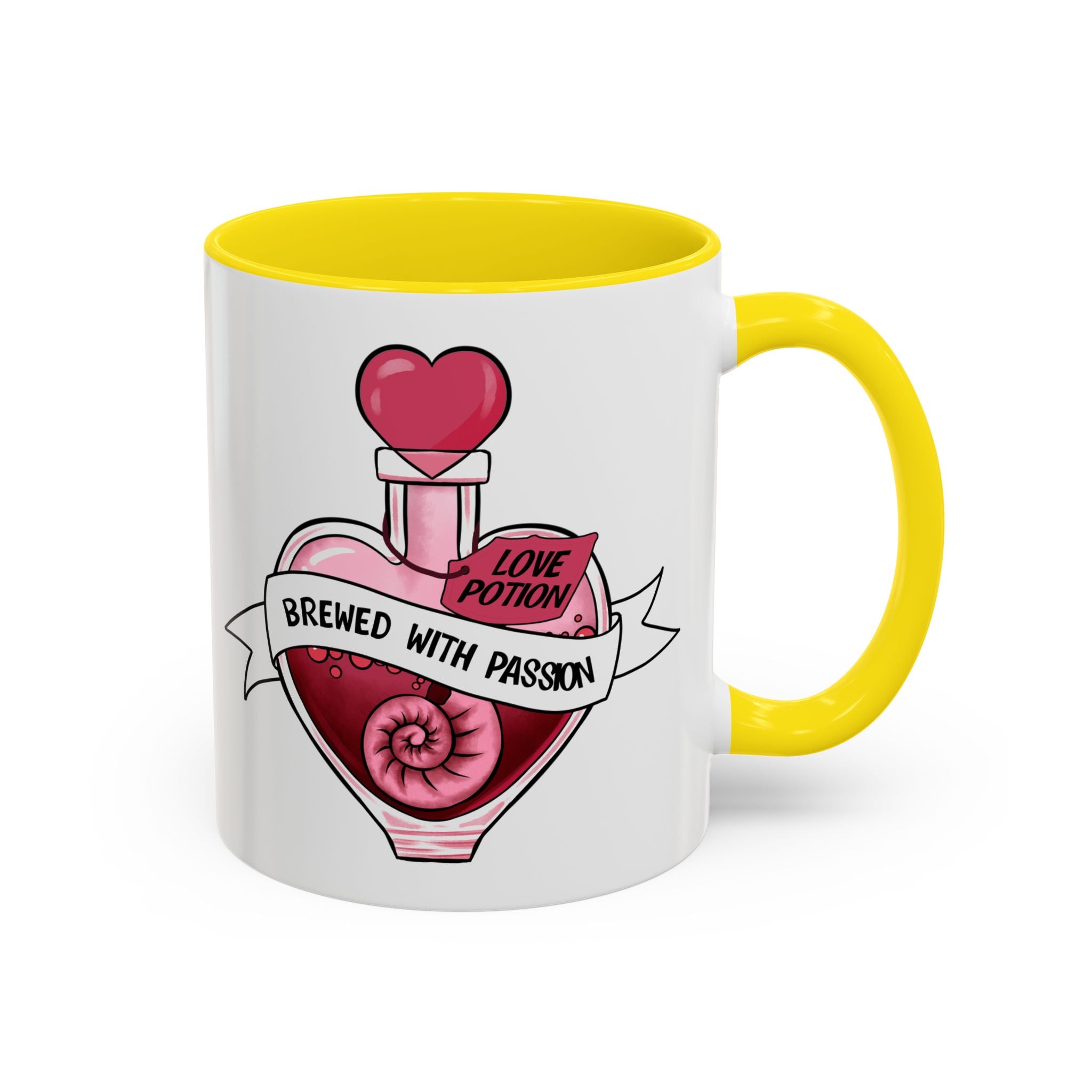Coffee Mug - 'Brewed With Passion' Love Potion Accent Mug (11/15oz) anti valentine