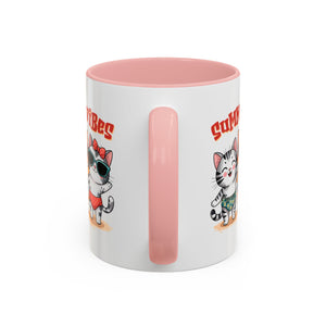 Summer Vibes Cat Coffee Mug - Fun Accent Mug for Cat Lovers