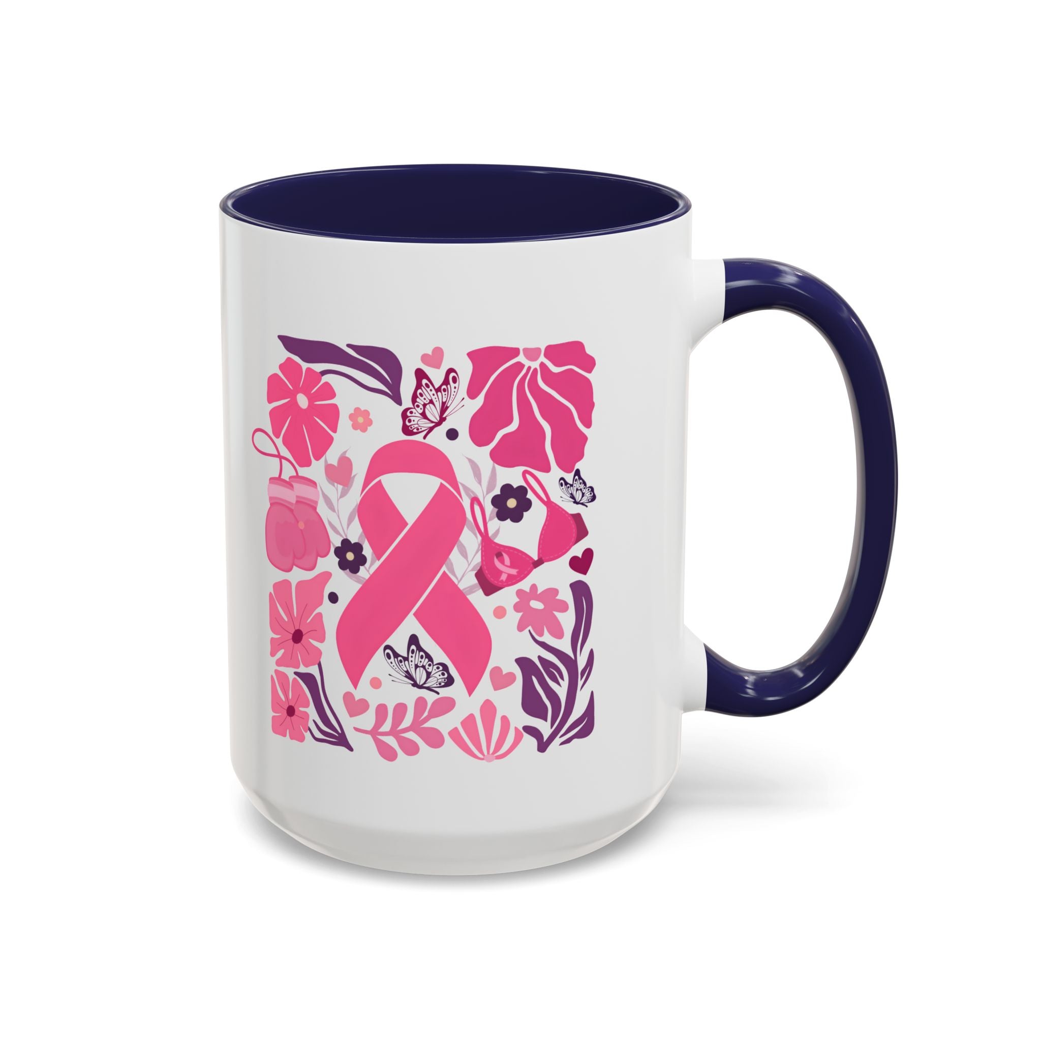 Pink Floral Awareness Coffee Mug, Breast Cancer Awareness Mug, Gift for Her, Supportive Drinkware, Motivational Mug