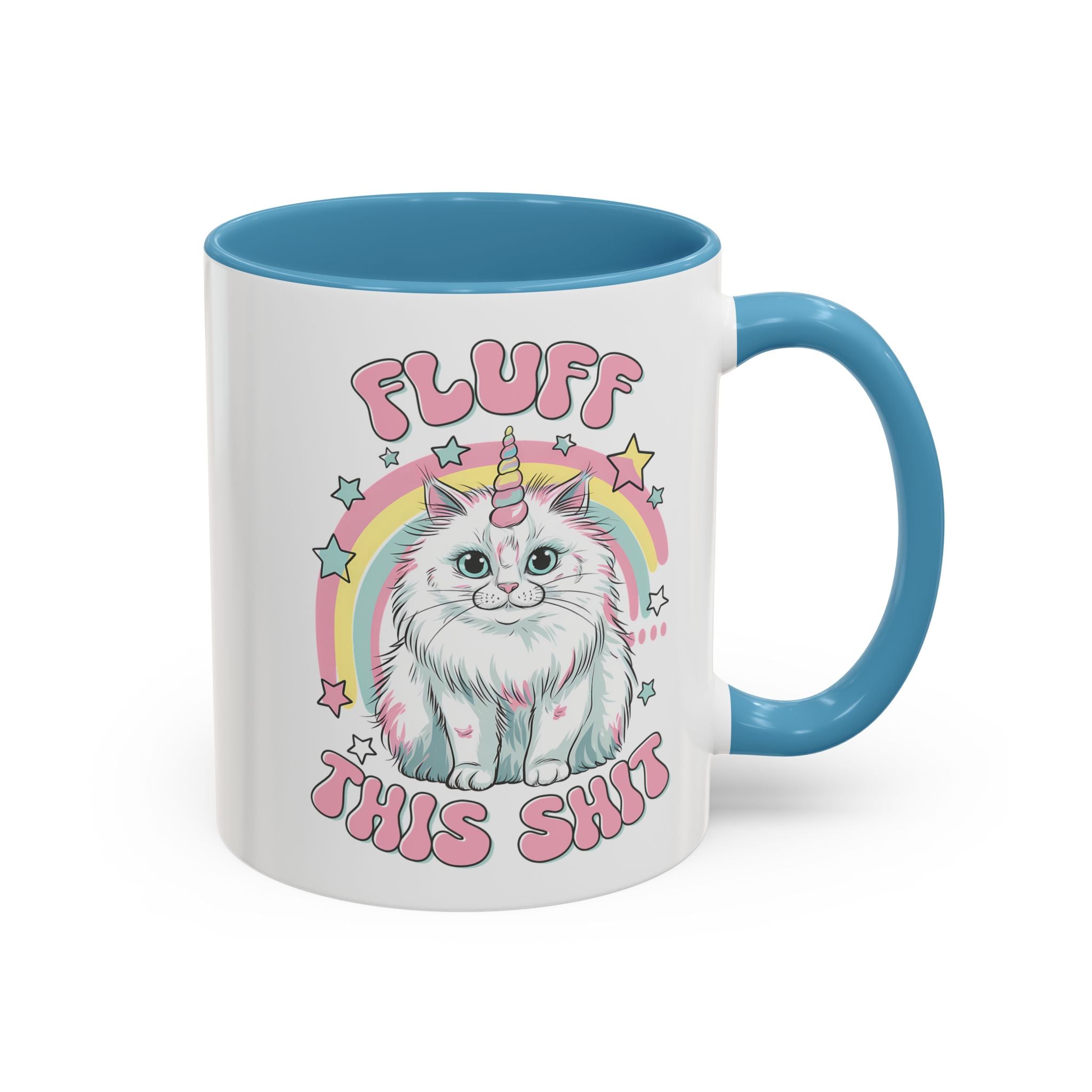 Whimsical Cat Coffee Mug - "Fluff This Shit" funny adult humor sarcasm