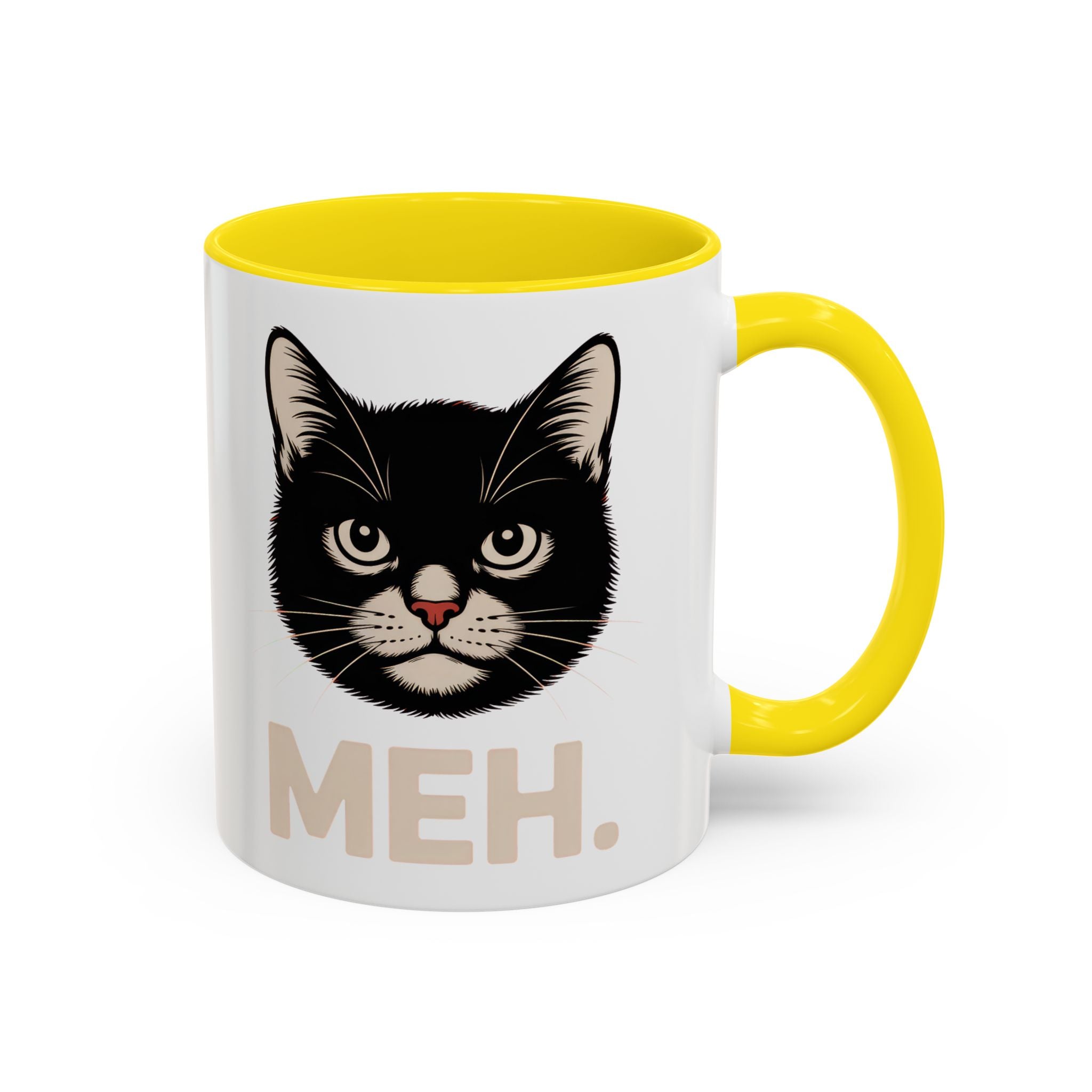 Tuxedo Cat 'MEH.' Accent Coffee Mug — Funny Cat Lover Ceramic Mug