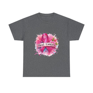 Breast Cancer Awareness Tee, Heal Cancer Cotton Shirt, Unisex Supportive T-Shirt, Gift for Survivor, Pink Ribbon Shirt