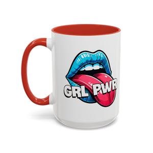 GRL PWR Accent Coffee Mug - Bold Fun Design for Empowerment, Great Gift for Friends, Coffee Lovers, Birthdays, and Celebrations