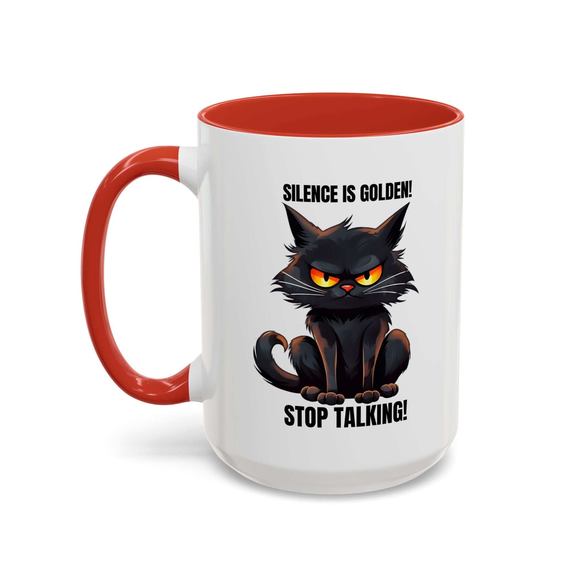 Funny Cat Mug | Silence Is Golden Coffee Cup | Gift for Cat Lovers | Humorous Kitchenware | Ceramic Teacup | Unique Animal Gifts