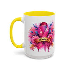 Inspirational Warrior Coffee Mug - Floral Design, Encouragement Gift, Cancer Awareness, Motivational Cup, Supportive Drinkware
