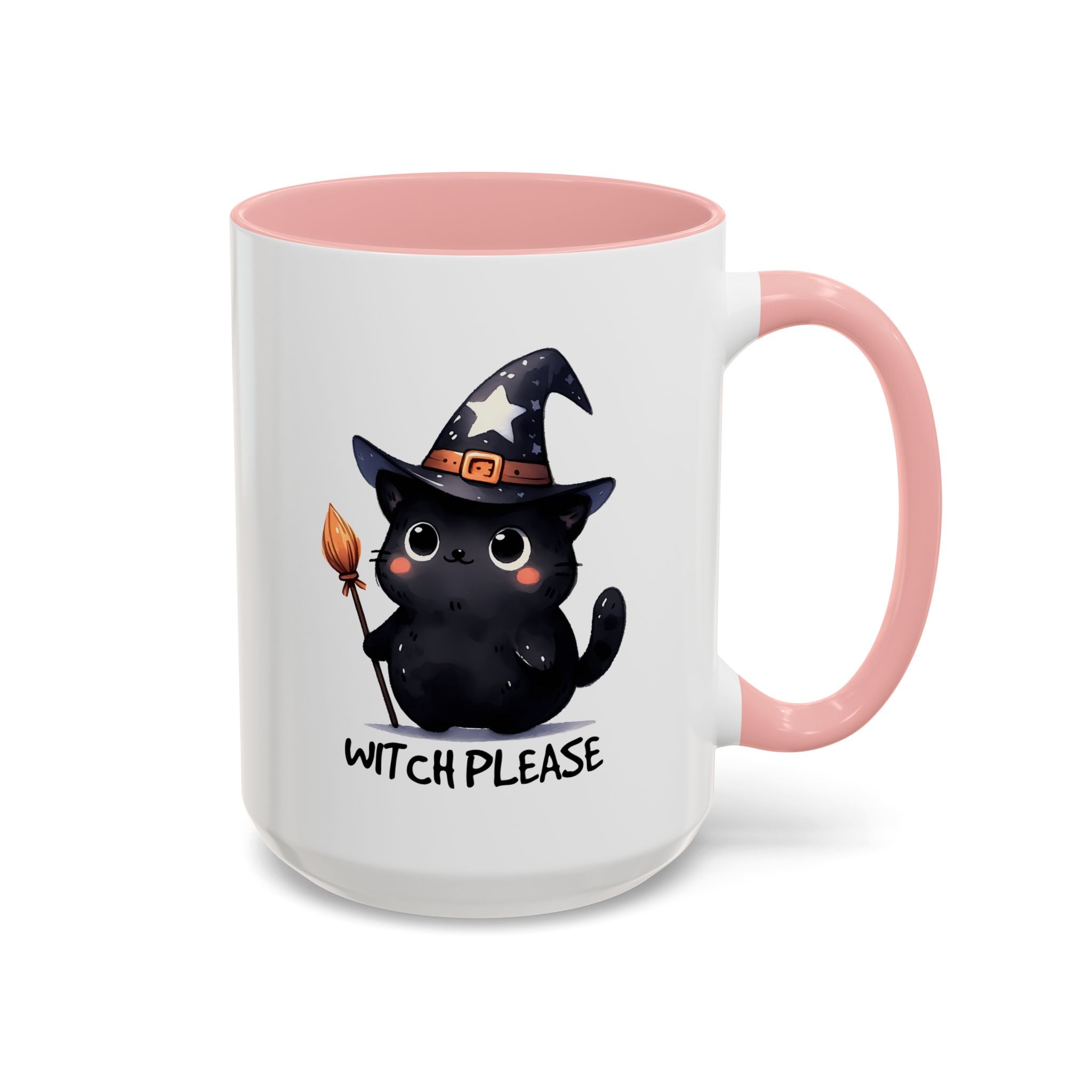Cute Witch Cat Coffee Mug - Perfect for Halloween, Cat Lover Gift, Witch Please Design, Black Cat Mug, Cozy Drinkware