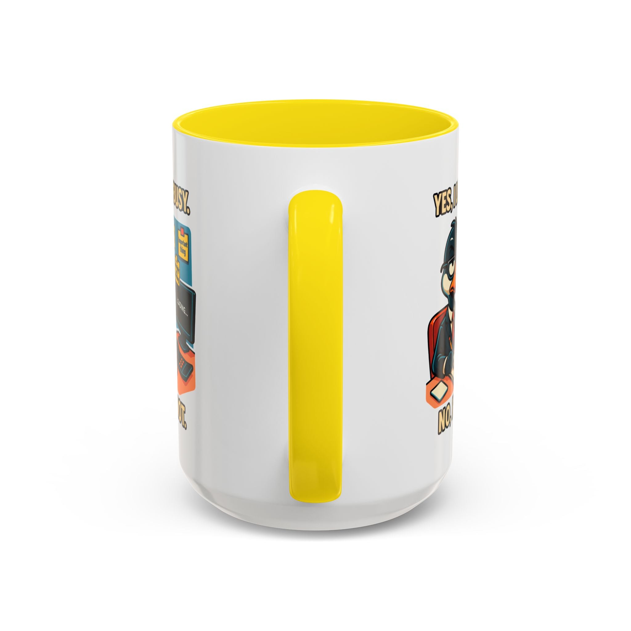 Busy Duck Coffee Mug, Humorous Office Mug, Cute Animal Mug Gift, Quirky Work Mug, Funny Gift for Coworkers
