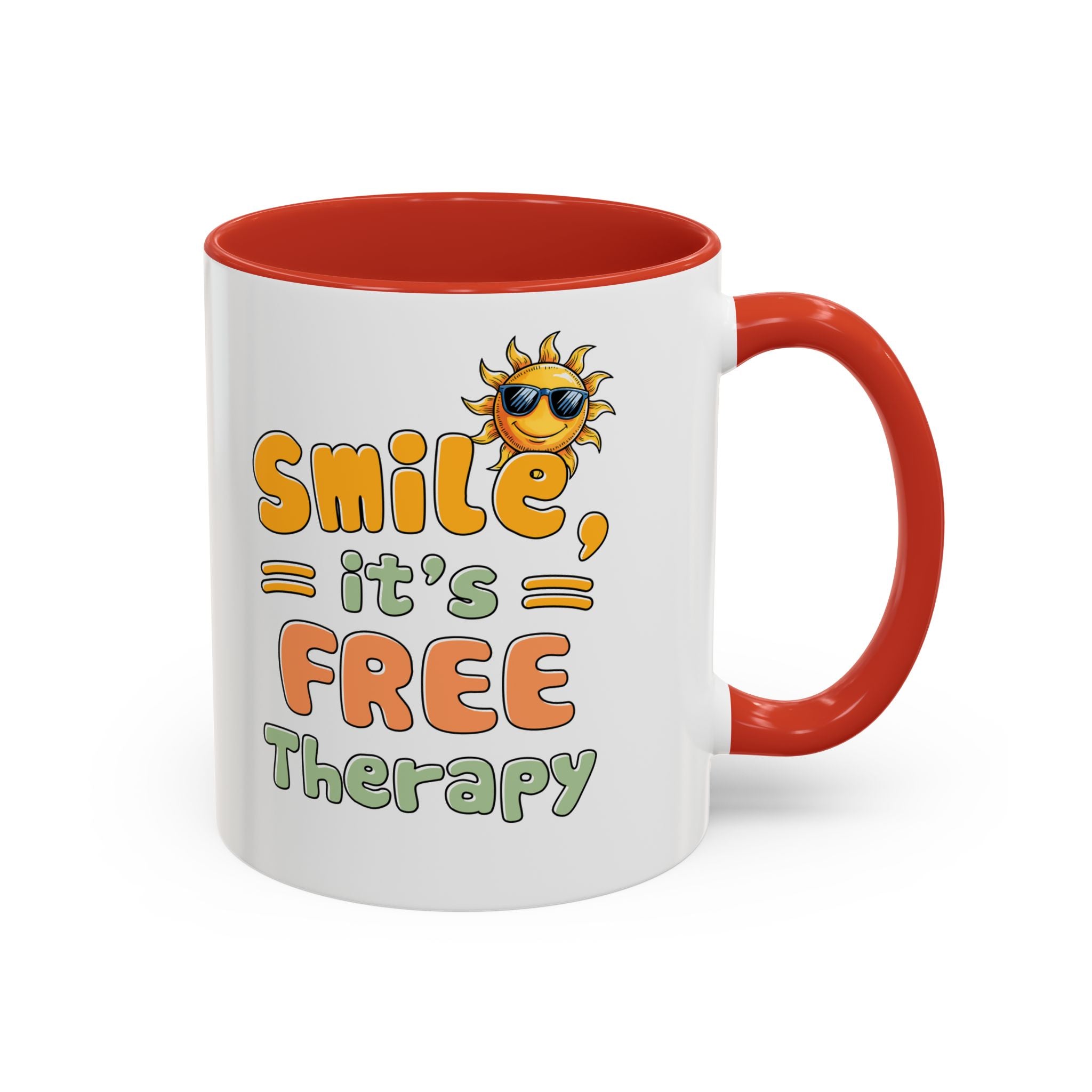 Smile It's Free Therapy Coffee Mug - Fun & Cheerful Accent Mugs for Brightening Your Day