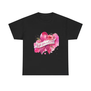 Fight for a Cure Unisex Heavy Cotton Tee | Breast Cancer Awareness Shirt, Support Tee, Gift for Her, Charity Fundraiser Tee, Pink Ribbon Tee