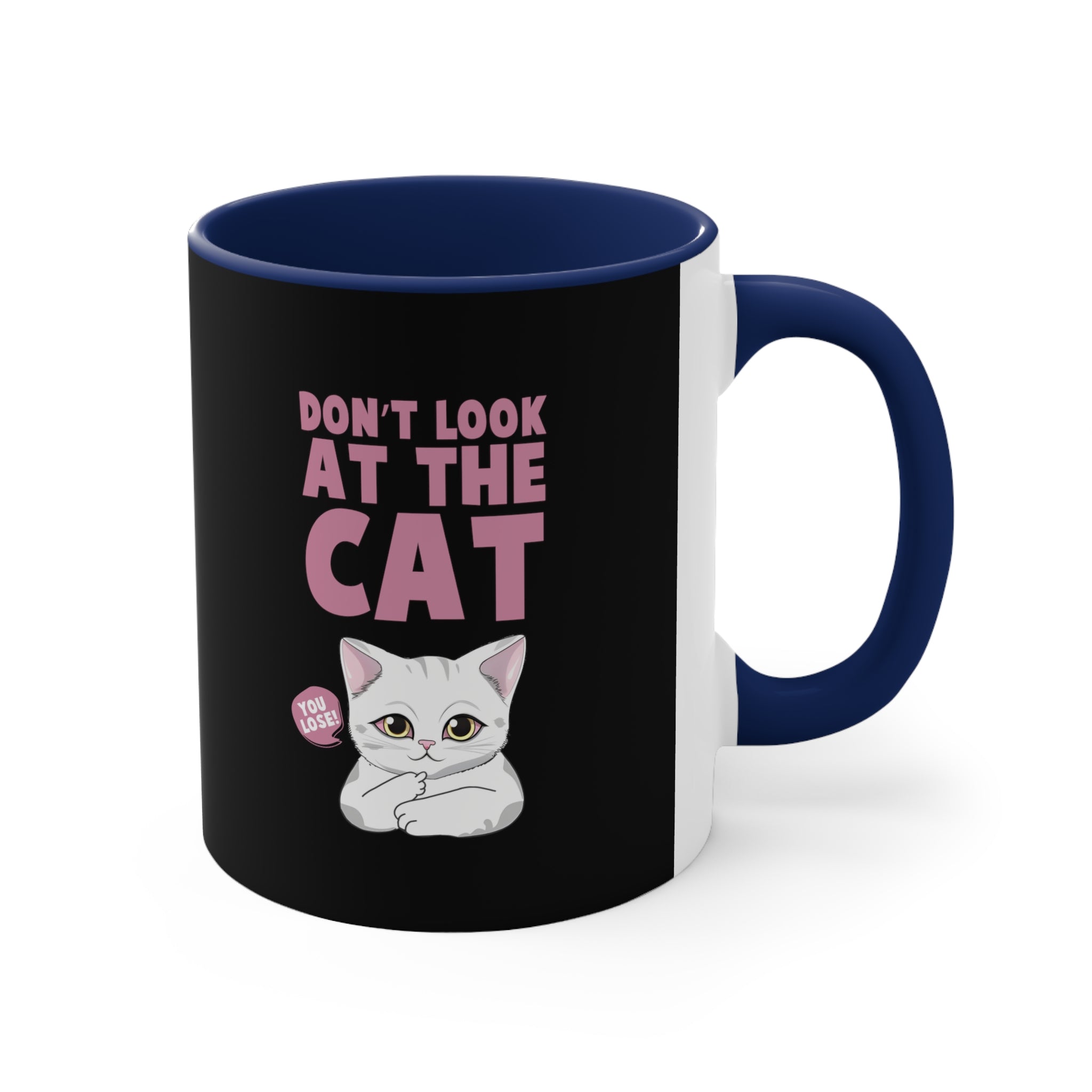 funny don't look at the cat Accent Coffee Mug, 11oz animal lovers gift