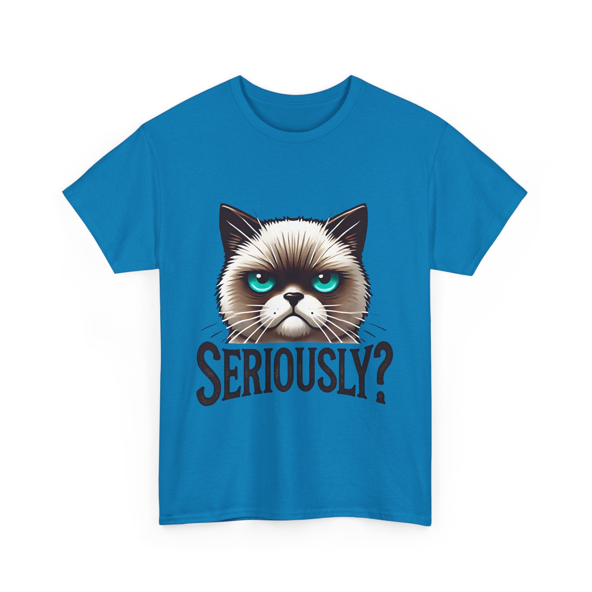Funny Cat Graphic Tee - 'Seriously?' Unisex Heavy Cotton Shirt