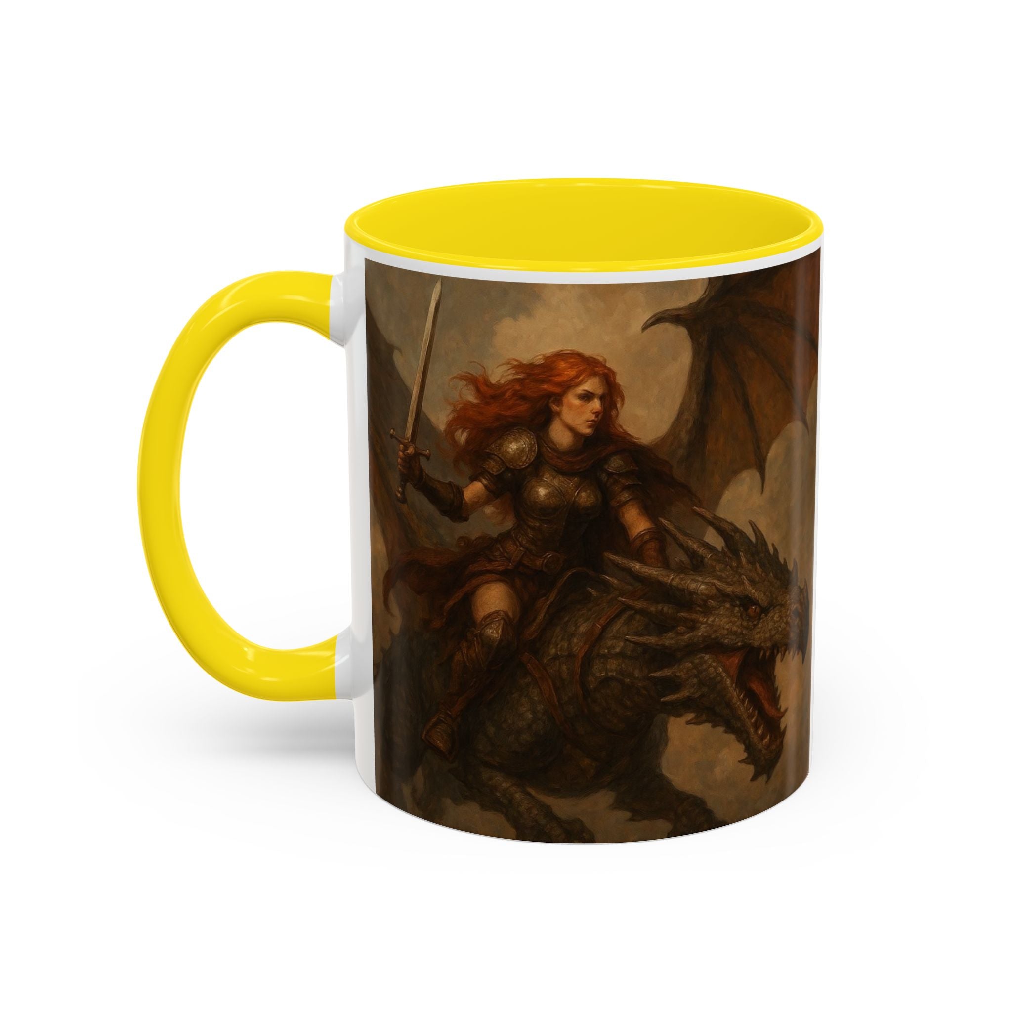 Fantasy Dragon Rider Coffee Mug gothic woman warrior queen