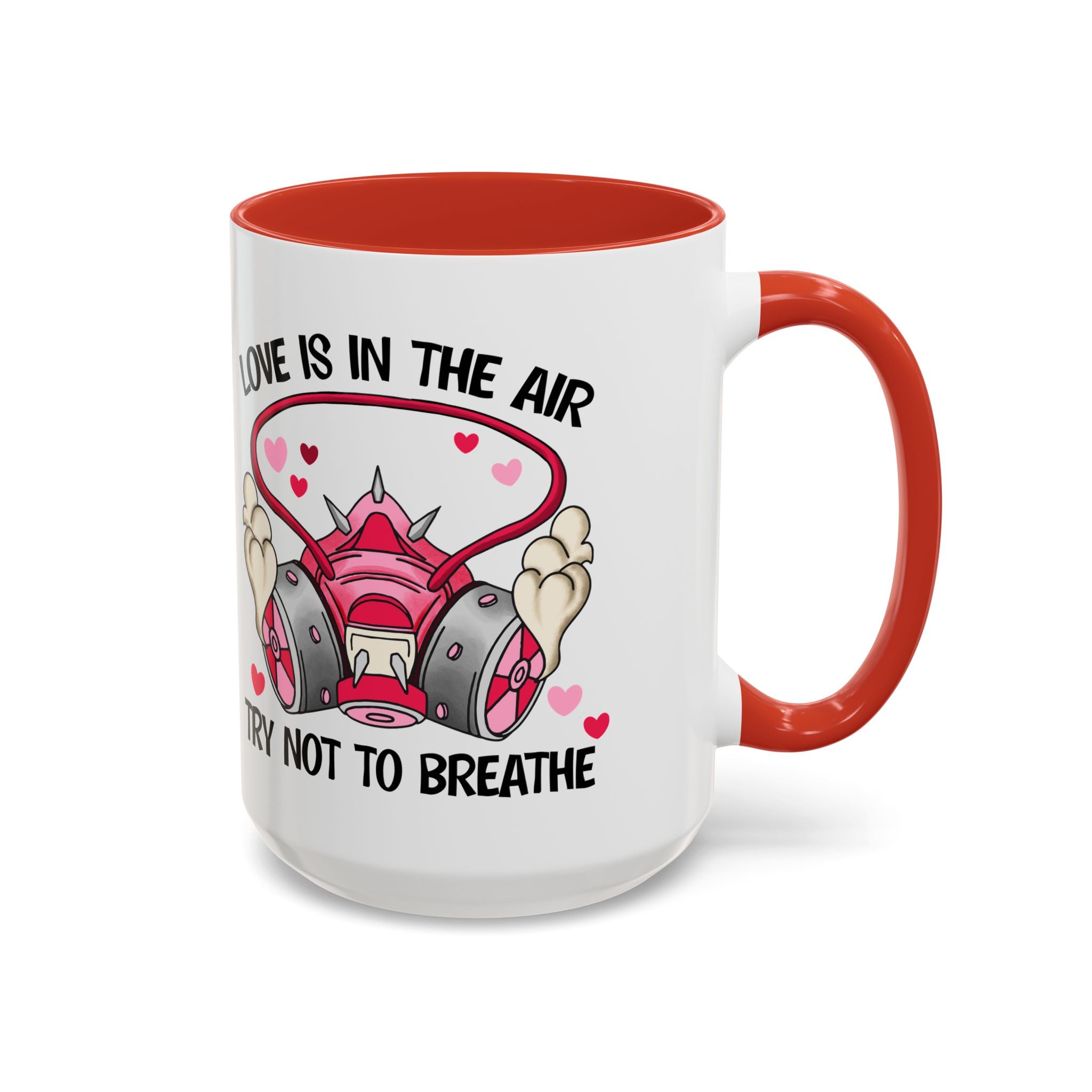 Love Is In The Air Gas Mask Coffee Mug — Funny anti Valentine Gift (11/15oz)