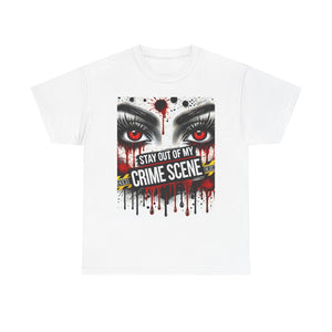Gothic Crime Scene Tee | Edgy Graphic T-Shirt for Halloween, Horror Fans, Costume Parties, Birthday Gift, Unisex Heavy Cotton