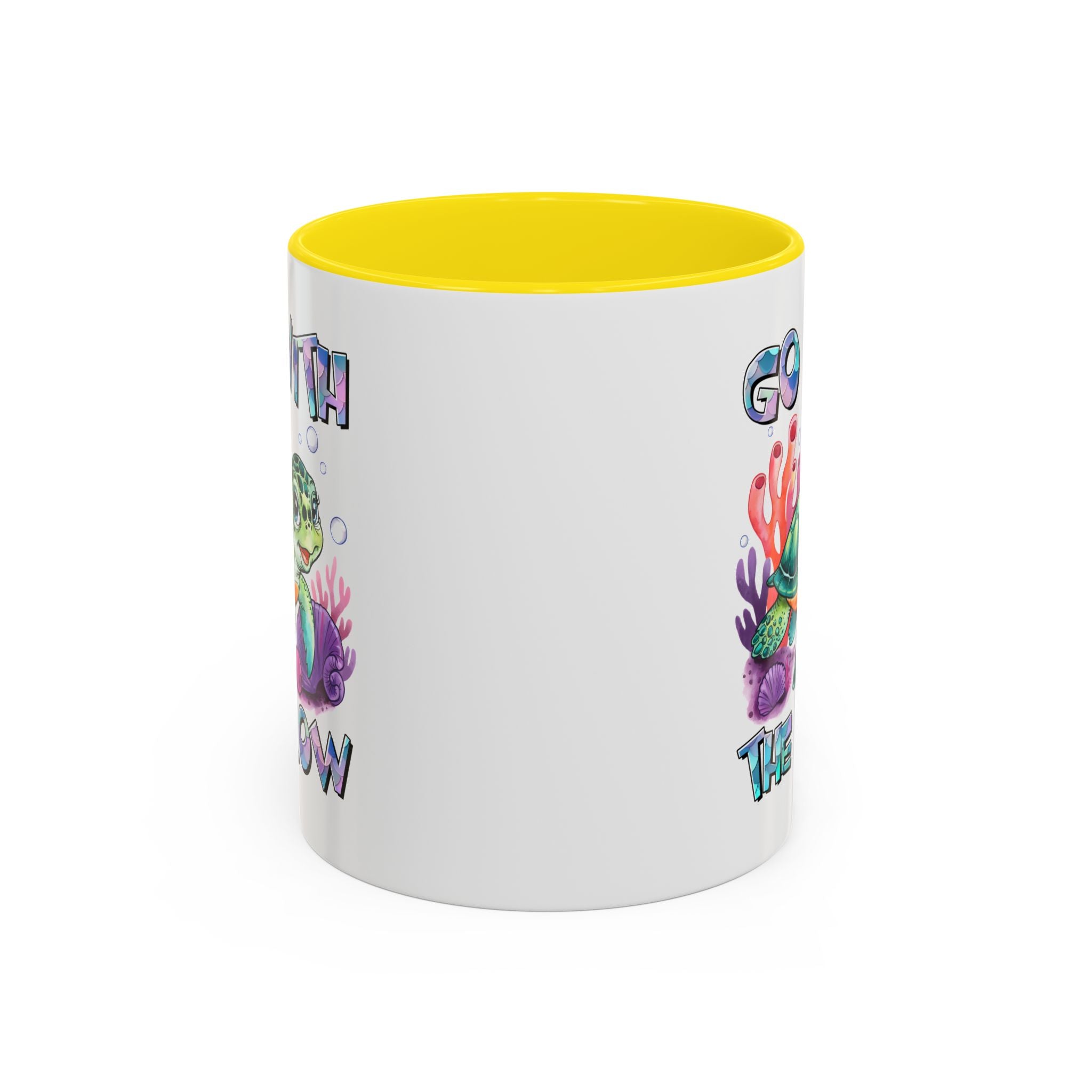 Ocean-Inspired Accent Coffee Mug - 'Go With The Flow' Design turtle