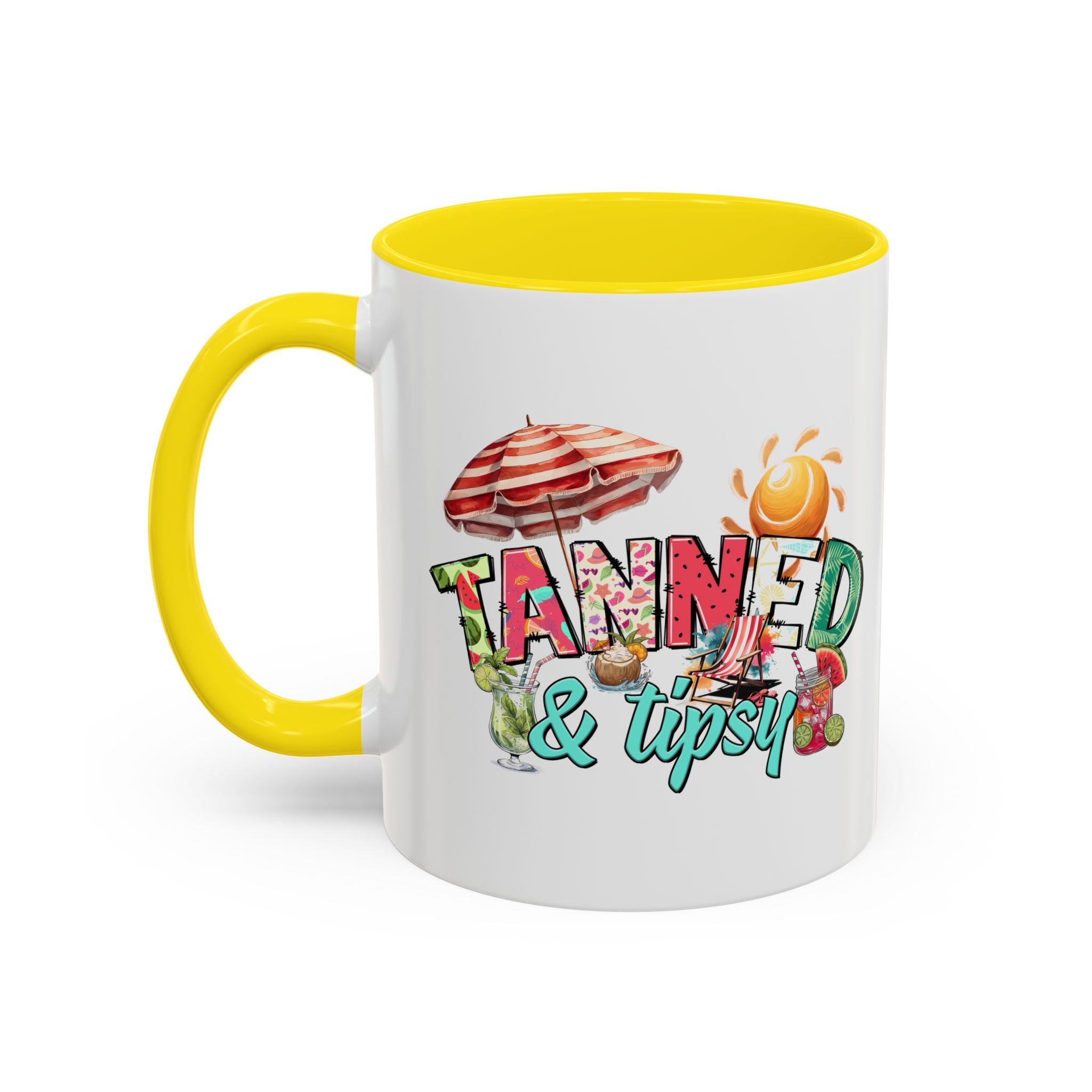 Tanned & Tipsy Accent Coffee Mug - Perfect for Summer Vibes & Beach Lovers party