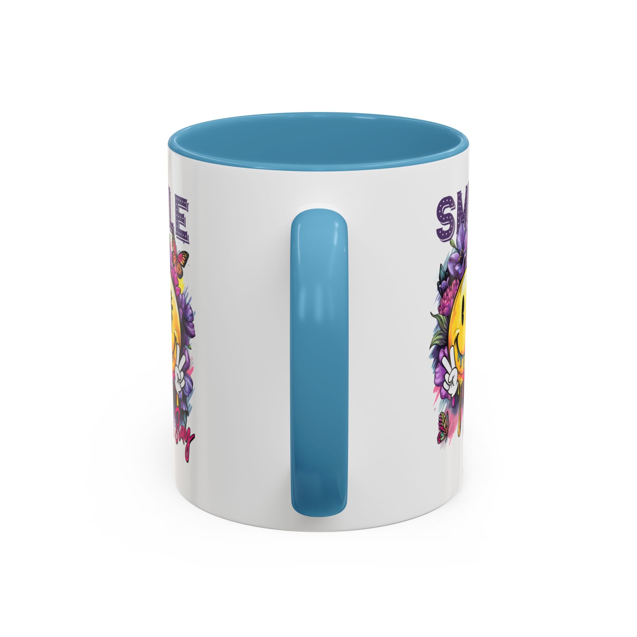 Smile Stay Accent Coffee Mug - Vibrant Floral Design for Positive Vibes