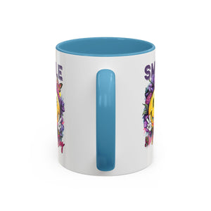 Smile Stay Accent Coffee Mug - Vibrant Floral Design for Positive Vibes