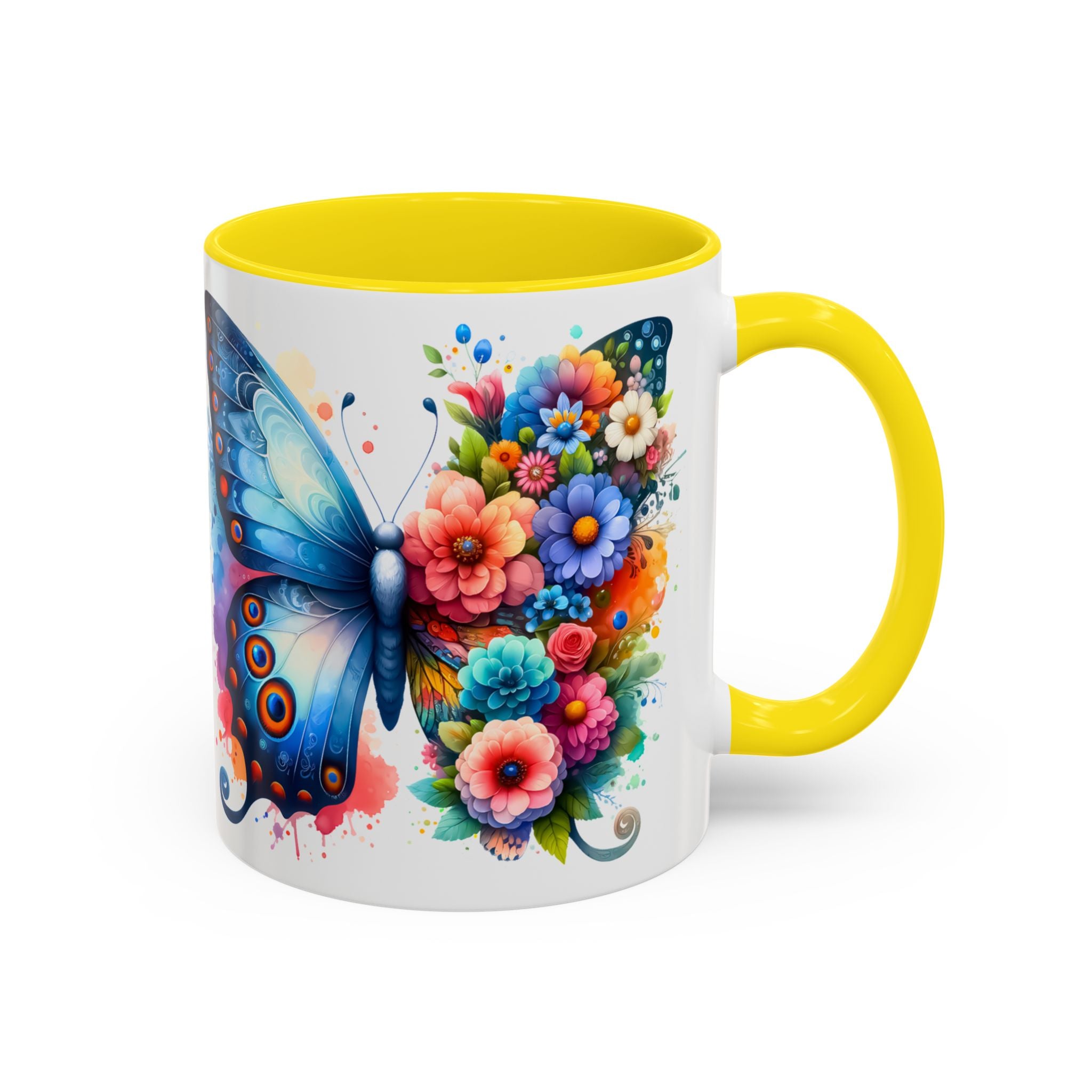 Colorful Floral Butterfly Accent Coffee Mug – Vibrant Artistic 11/15oz nature lover