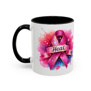 cancer awareness Inspirational Coffee Mug, Healing Ribbon Mug, Gift for Cancer Survivors, Motivational Drinkware, Support