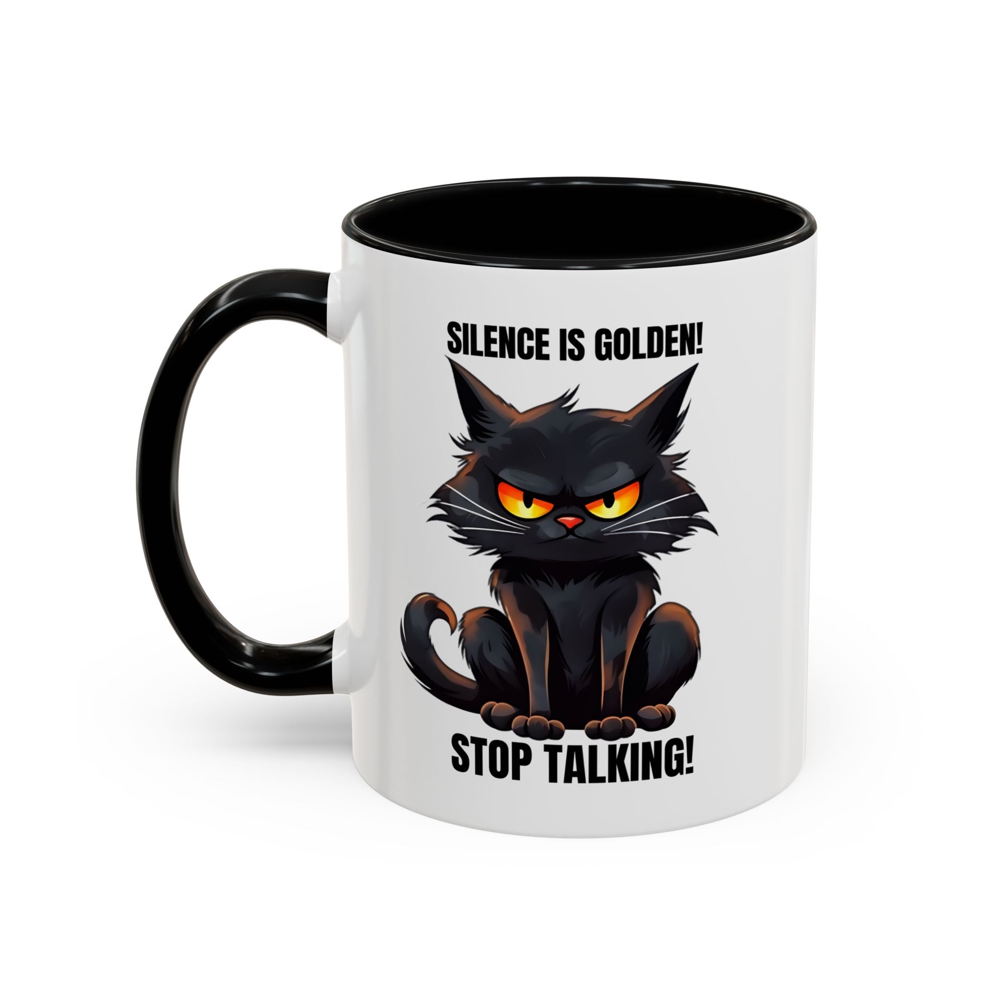 Funny Cat Mug | Silence Is Golden Coffee Cup | Gift for Cat Lovers | Humorous Kitchenware | Ceramic Teacup | Unique Animal Gifts