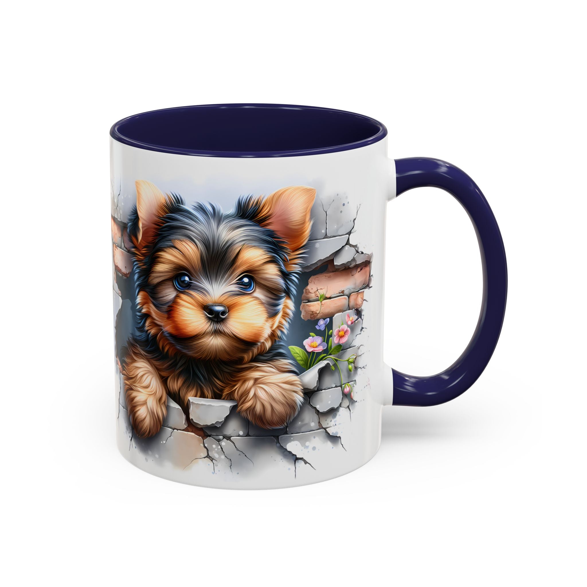 Cute Dog Peeking Coffee Mug, Pet Lover Gift, Yorkshire Terrier Mug, Animal Lover Coffee Cup, Dog-Themed Drinkware, Doggie Mug