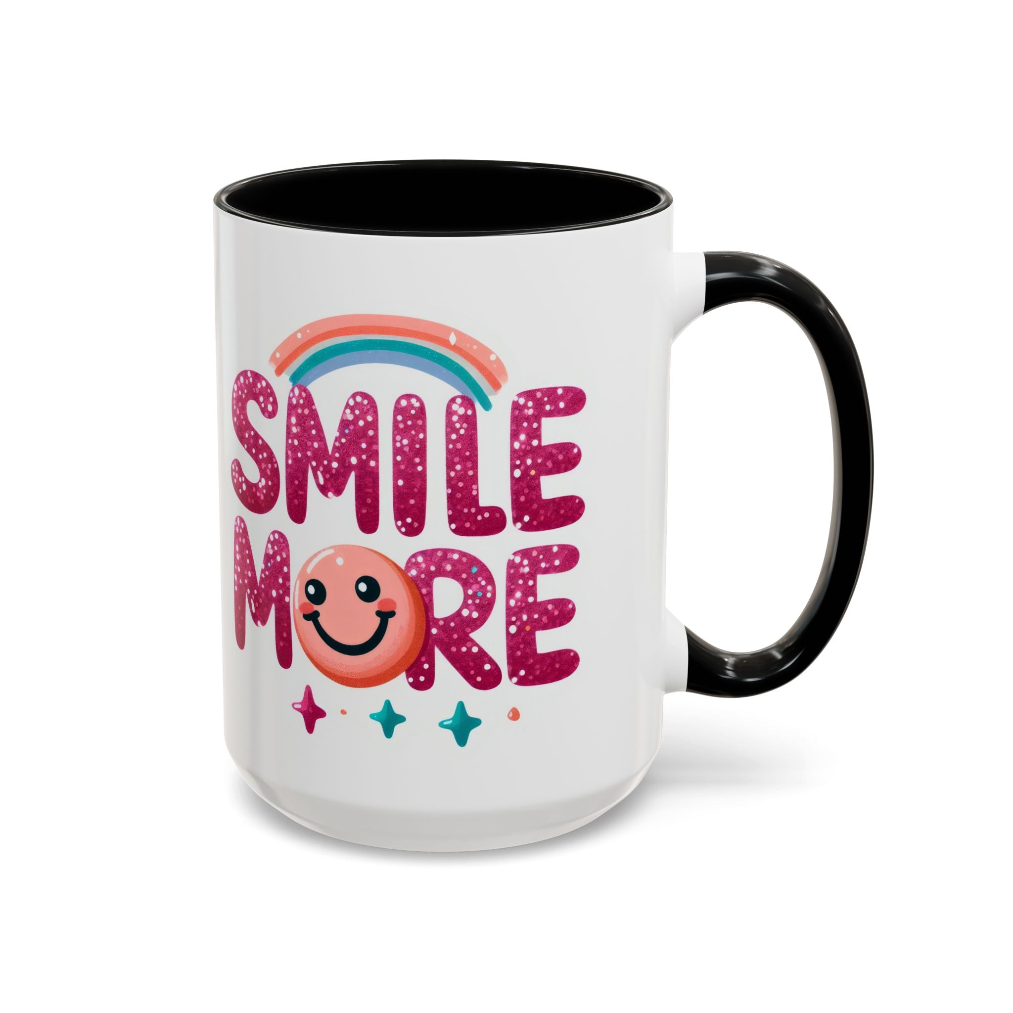 Smile More Coffee Mug – Cute Rainbow Smiley Accent Mug (11/15oz)