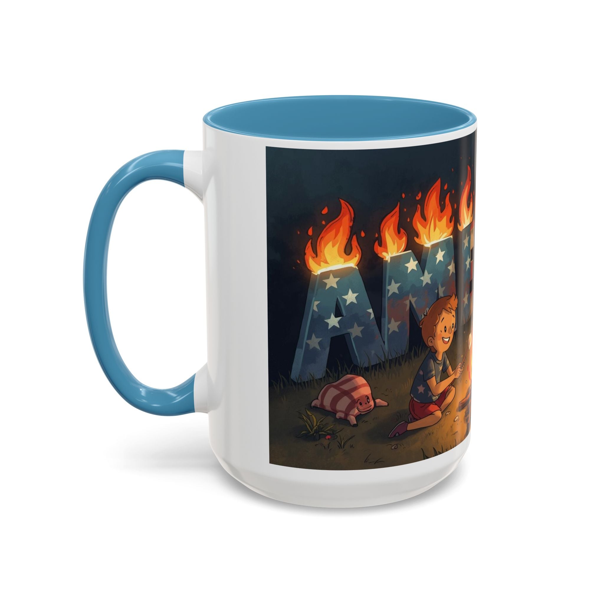 Patriotic Camping Coffee Mug - Fun America Design, Perfect for , Campfire Gatherings, Super for Gifts