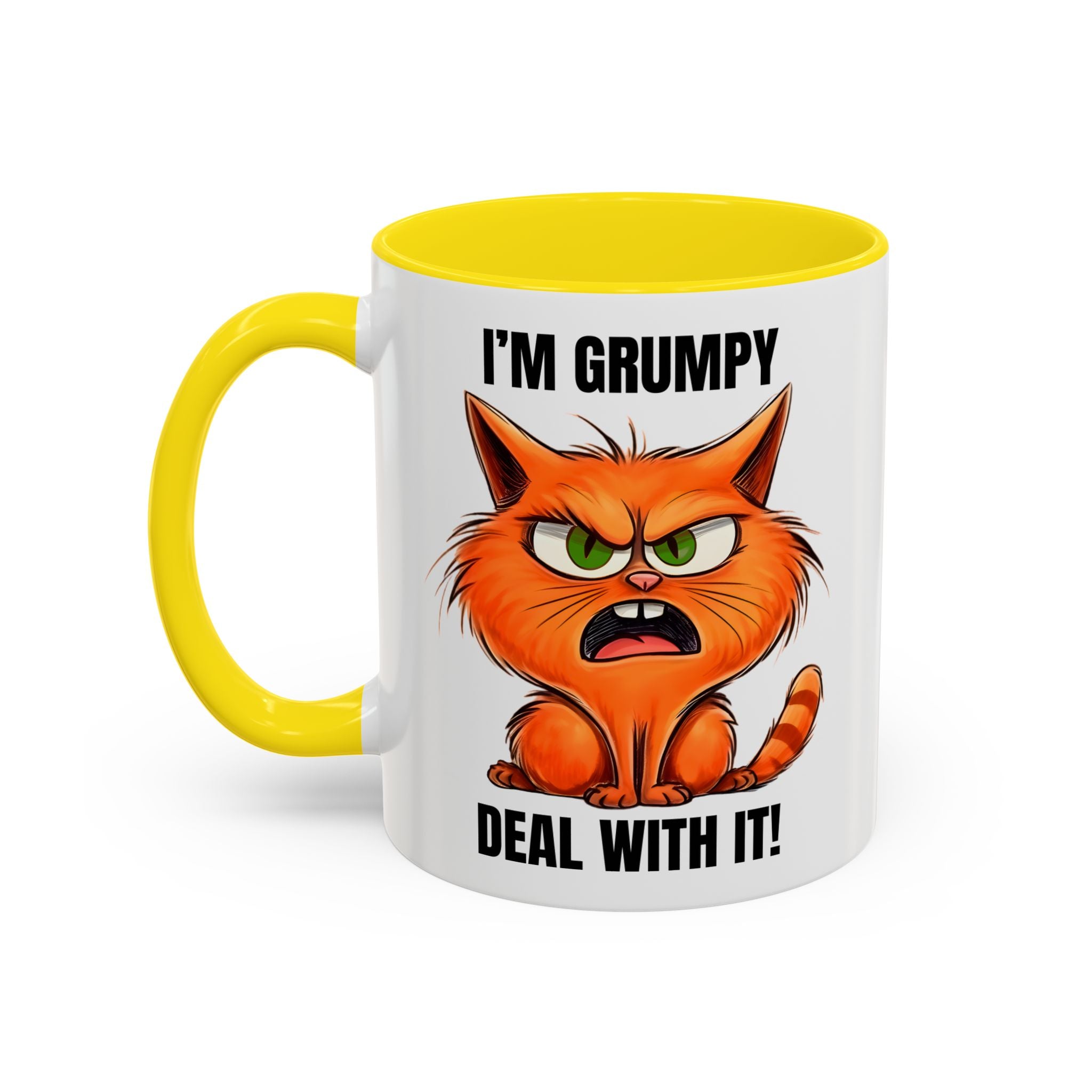 I'm Grumpy Cat Accent Coffee Mug – Funny Cat Gift, 'Deal With It' 11/15oz