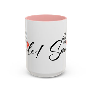 Inspirational Accent Coffee Mug - "You Make Me Smile!" - Perfect Gift for Friends & Family