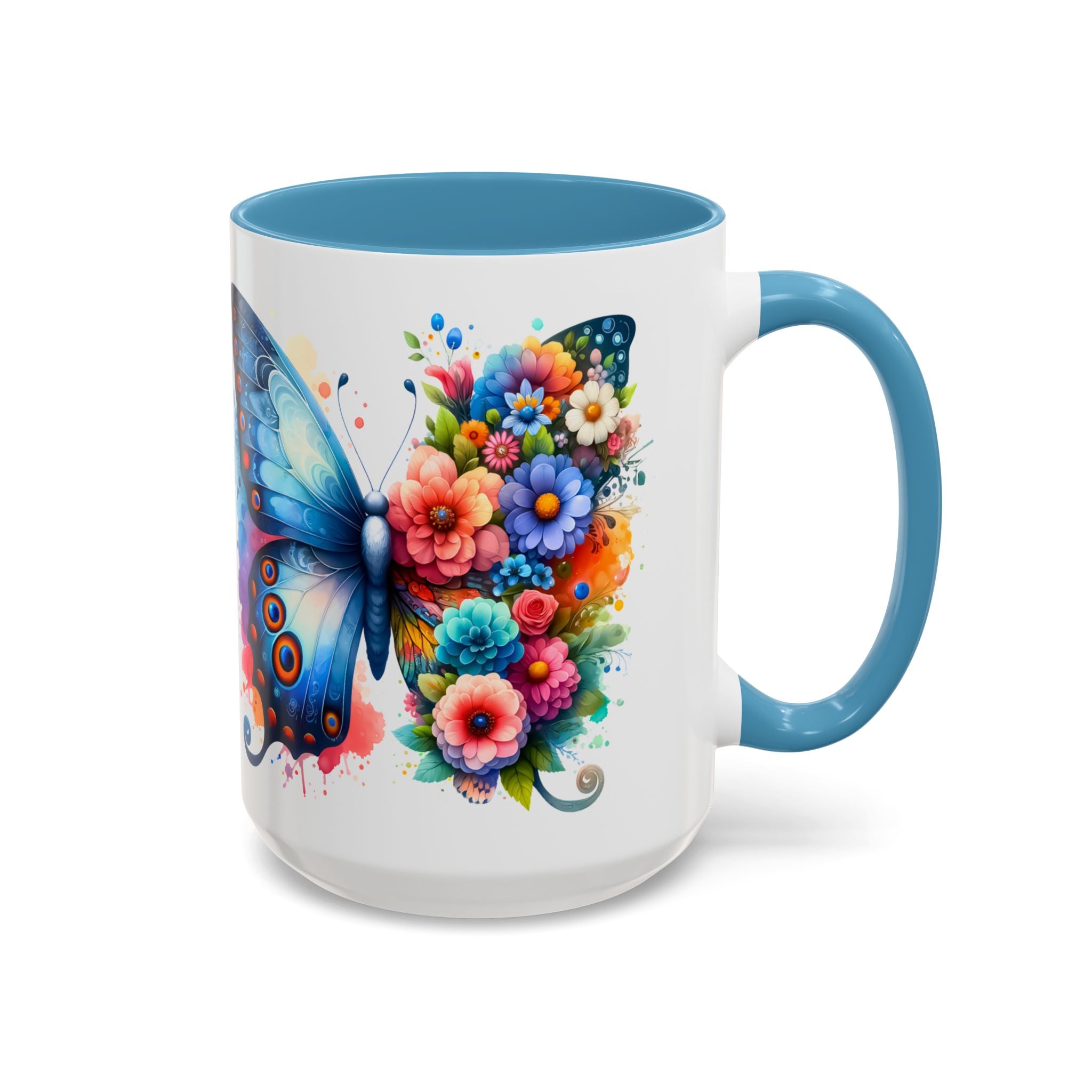 Colorful Floral Butterfly Accent Coffee Mug – Vibrant Artistic 11/15oz nature lover