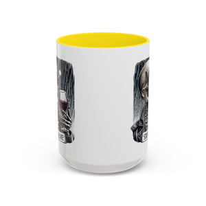 Stylish Skull Coffee Mug, Gothic Drinkware, Staying Alive Gift for Halloween, Funny Office Mug, Alternative Drinkware