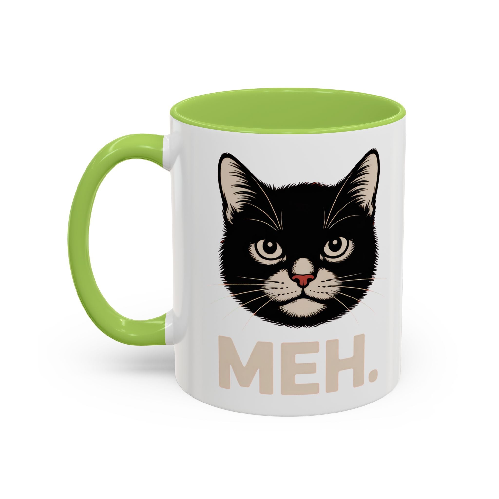 Tuxedo Cat 'MEH.' Accent Coffee Mug — Funny Cat Lover Ceramic Mug