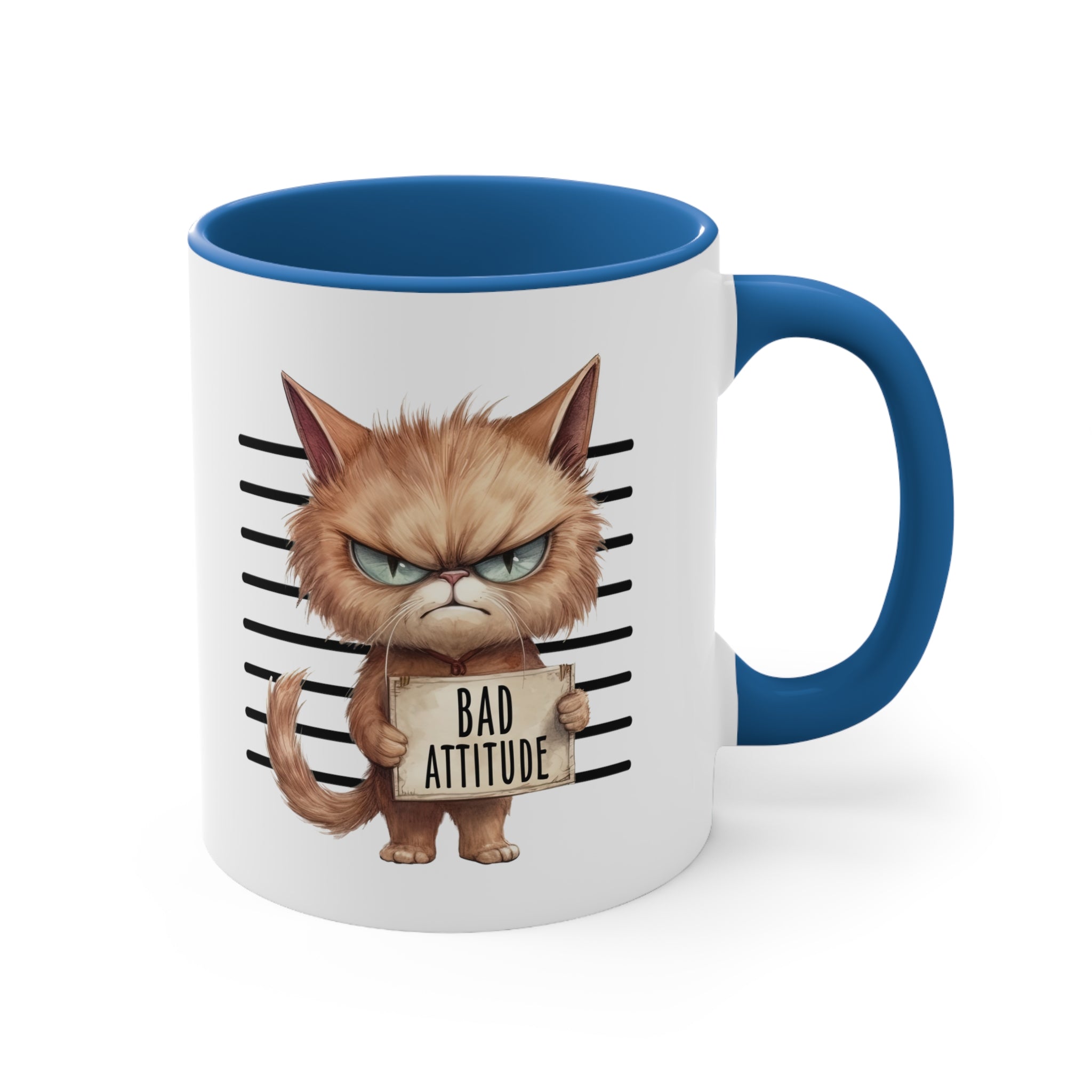 Funny cat bad attitude Accent Coffee Mug, 11oz animal lover gift